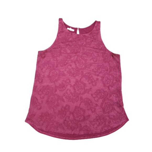 Maurices Womens Sleeveless Maroon Floral Lace Blouse XL - Picture 1 of 8